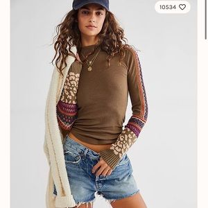 NWT Free people switch it up thermal top in army green.